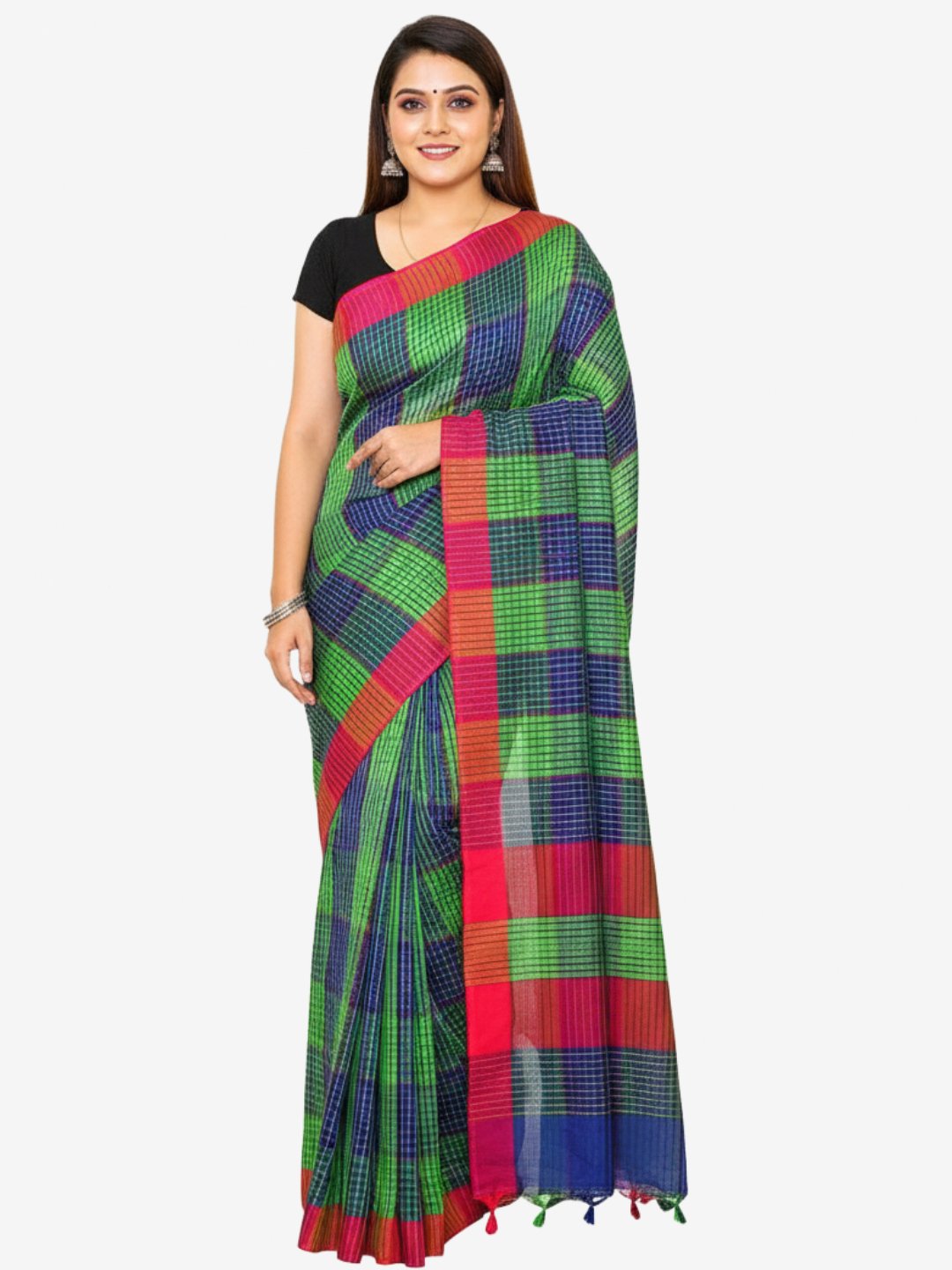 Khadi Cotton Saree Green