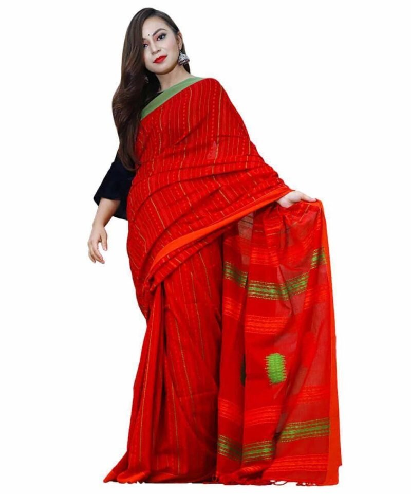 Kantha Work Saree Red