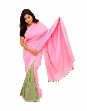 Pink-Green Handloom Saree