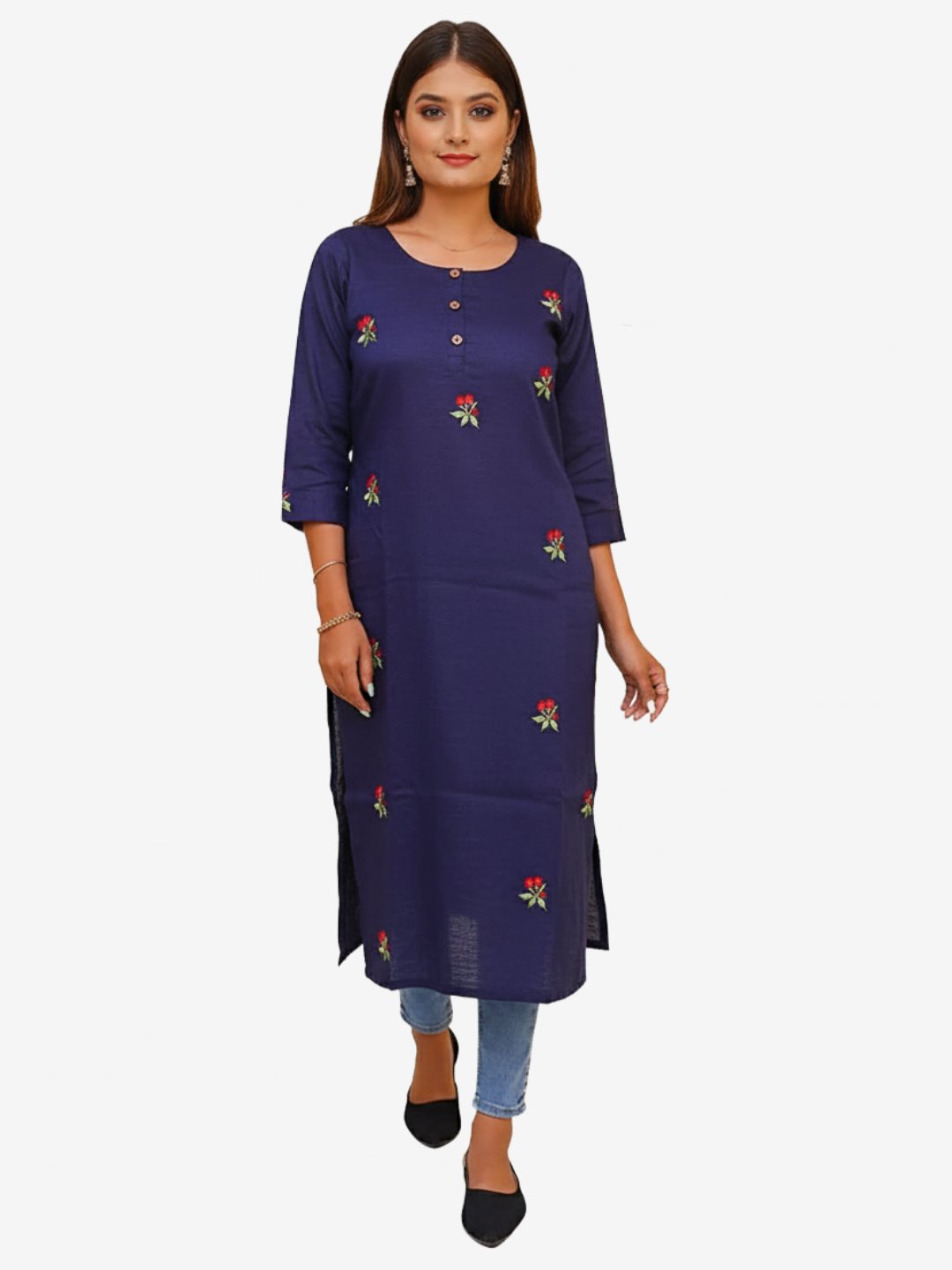Royal Blue Embroidered Kurti