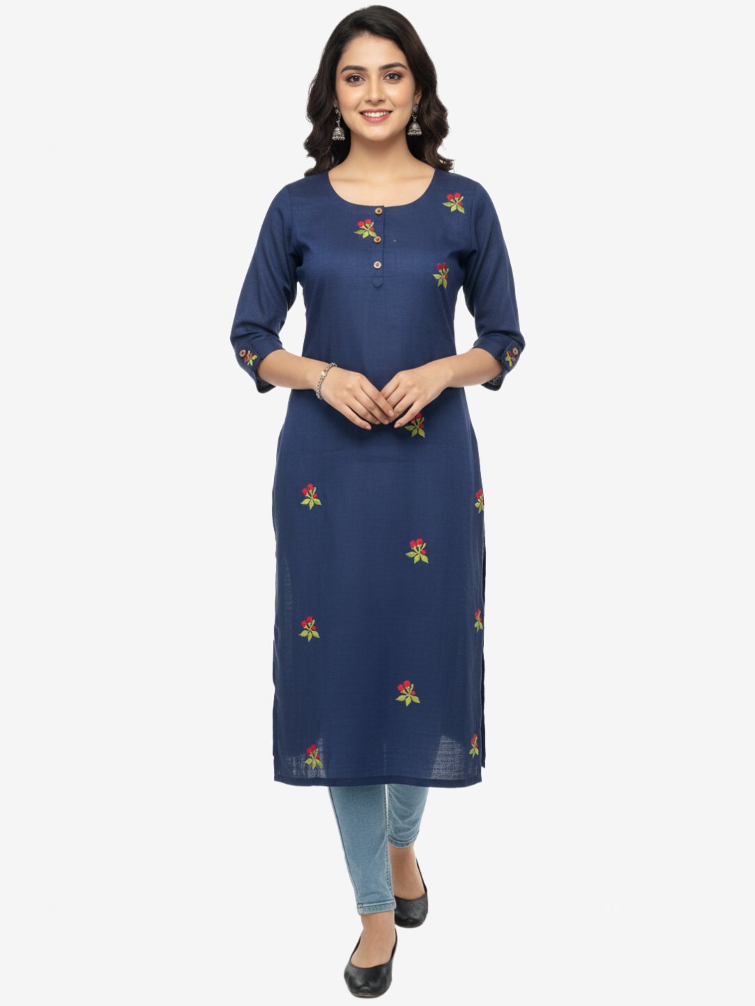 Royal Blue Embroidered Kurti