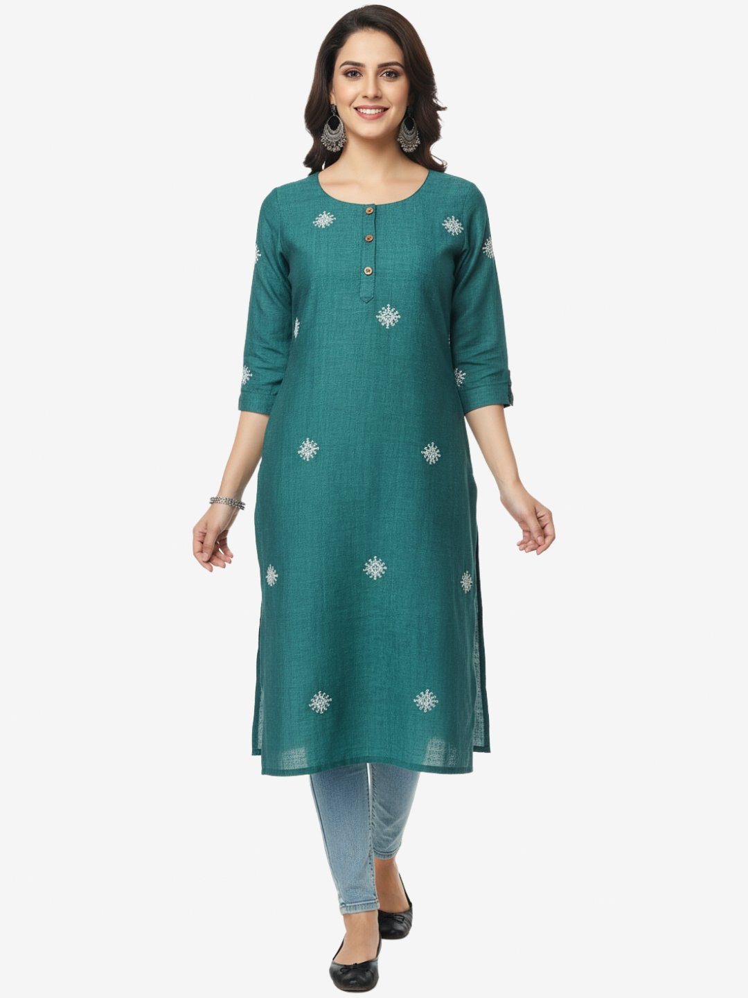 Chill Blue Embroidered Kurti