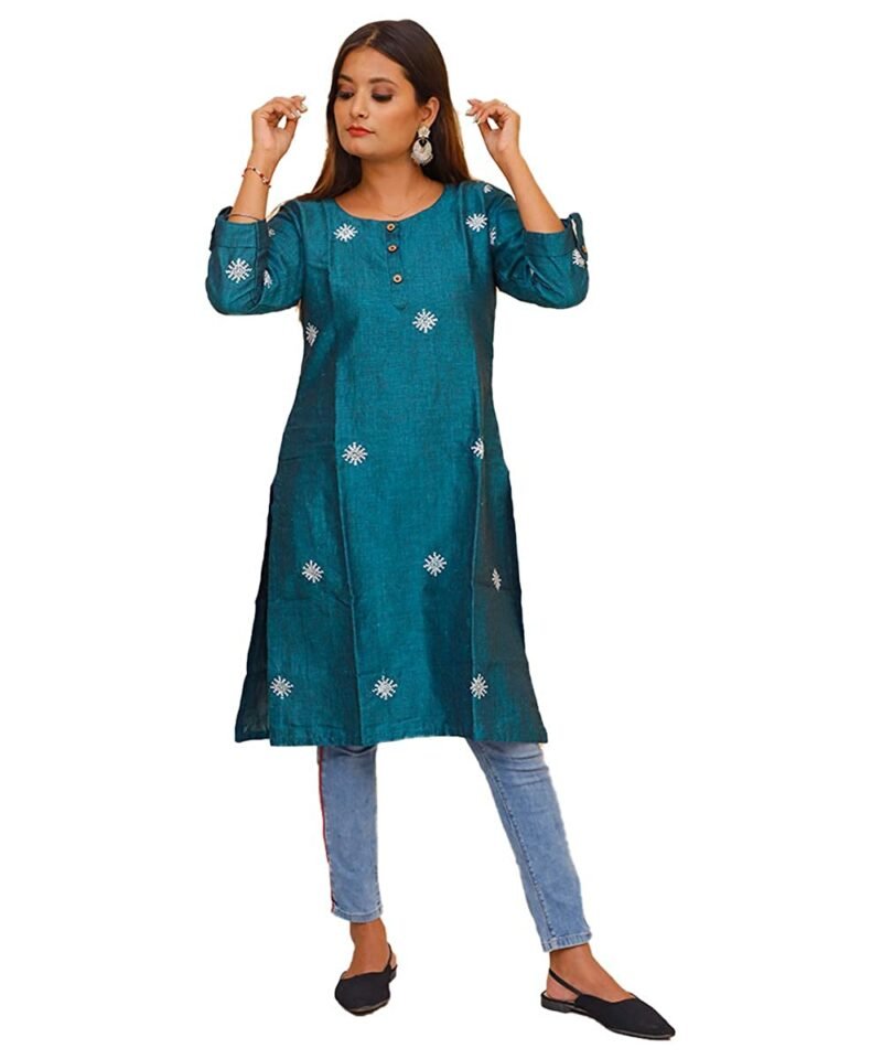 Chill Blue Embroidered Kurti
