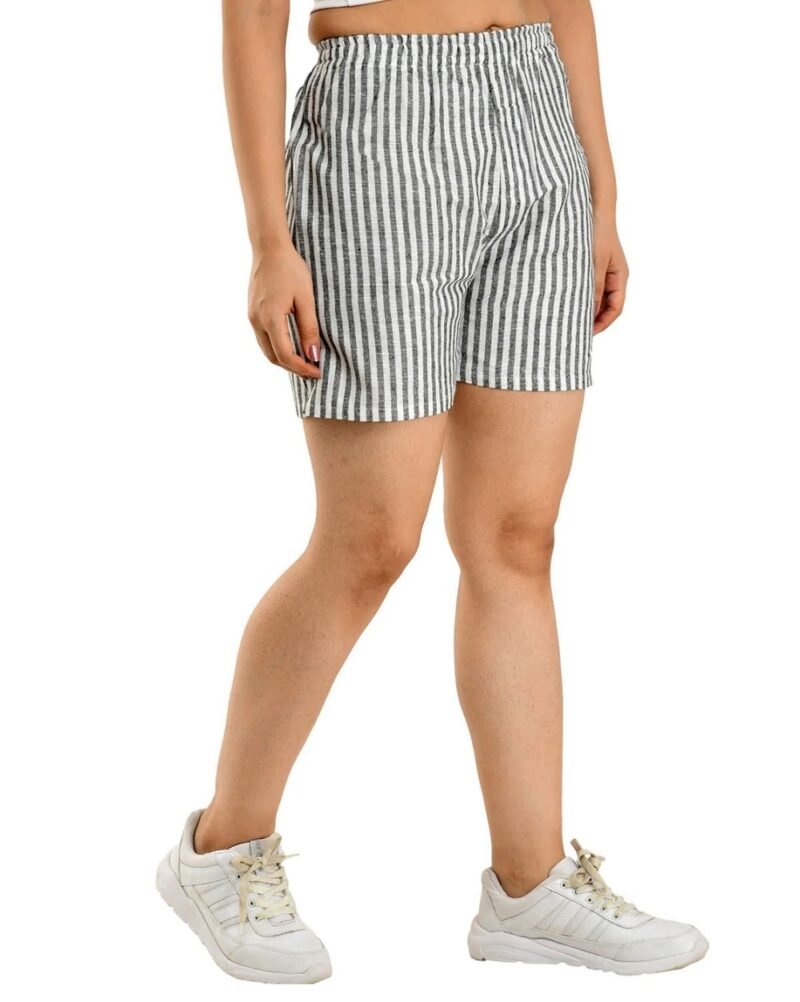 Striped Cotton Grey Shorts