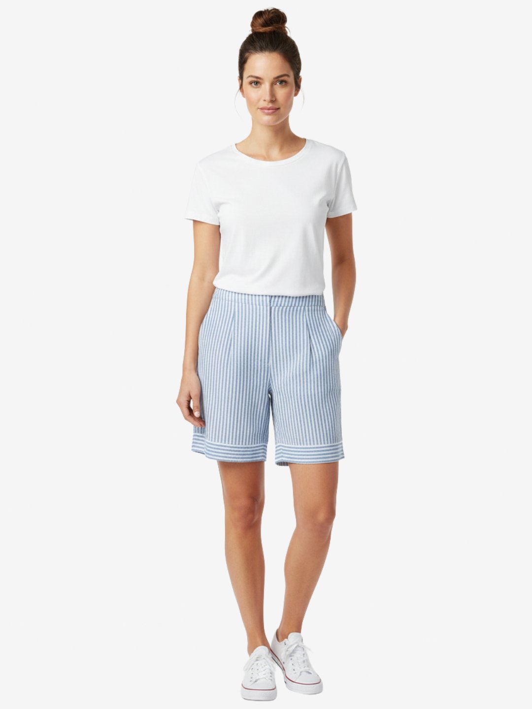 Striped Shorts with Elasticated Waistband