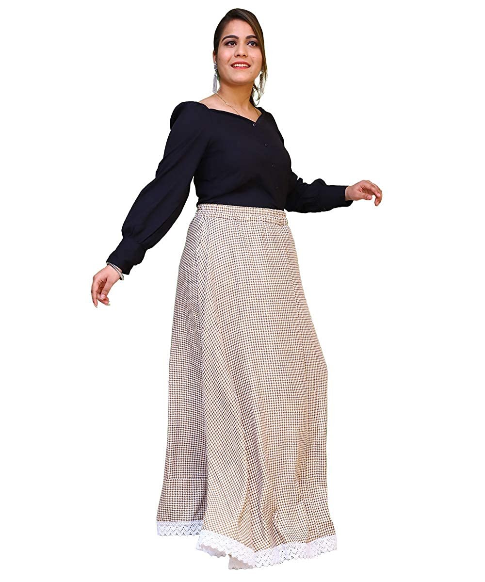 Women Cotton Slub Patterned Full Length Skirt