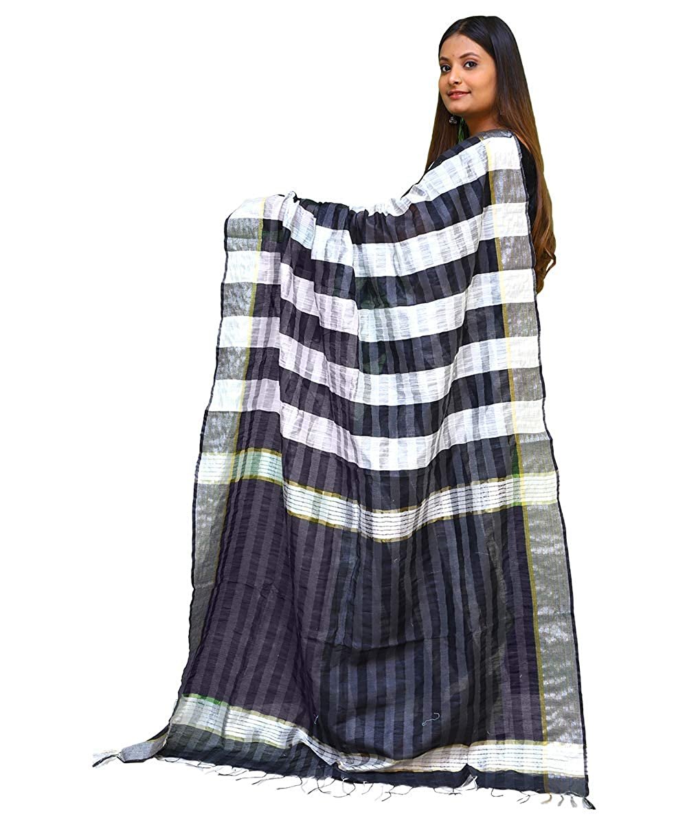 Cotton Silk Black Saree With Unstitched Blouse Piece