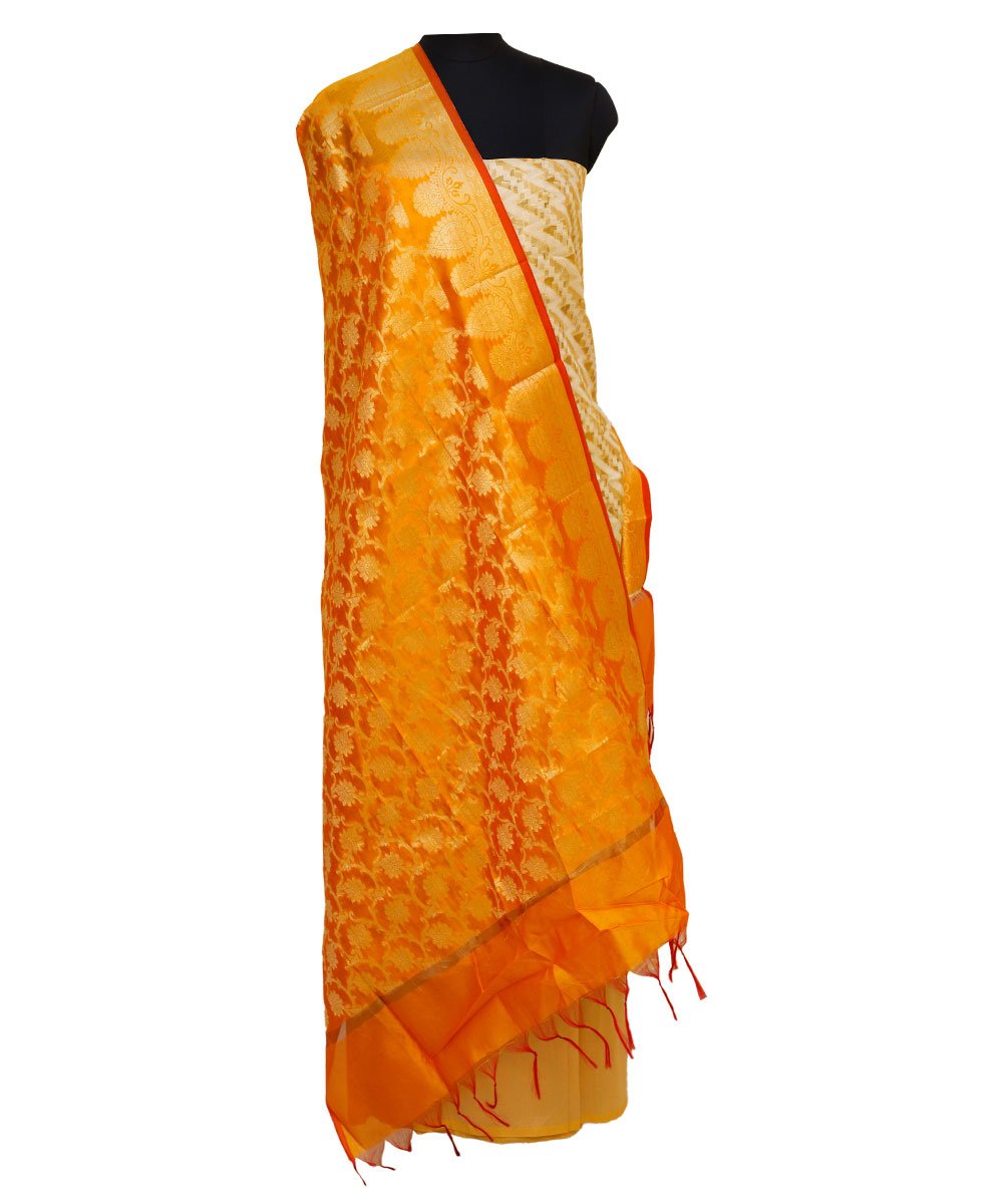Women's Banarasi Silk Printed Suit Piece with Dupatta