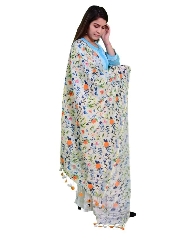 Women's Pure Linen Digital Printed Floral Dupatta