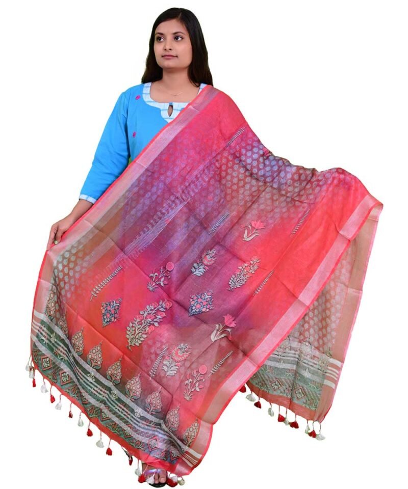 Women's Pure Linen Digital Printed Multicolor Dupatta