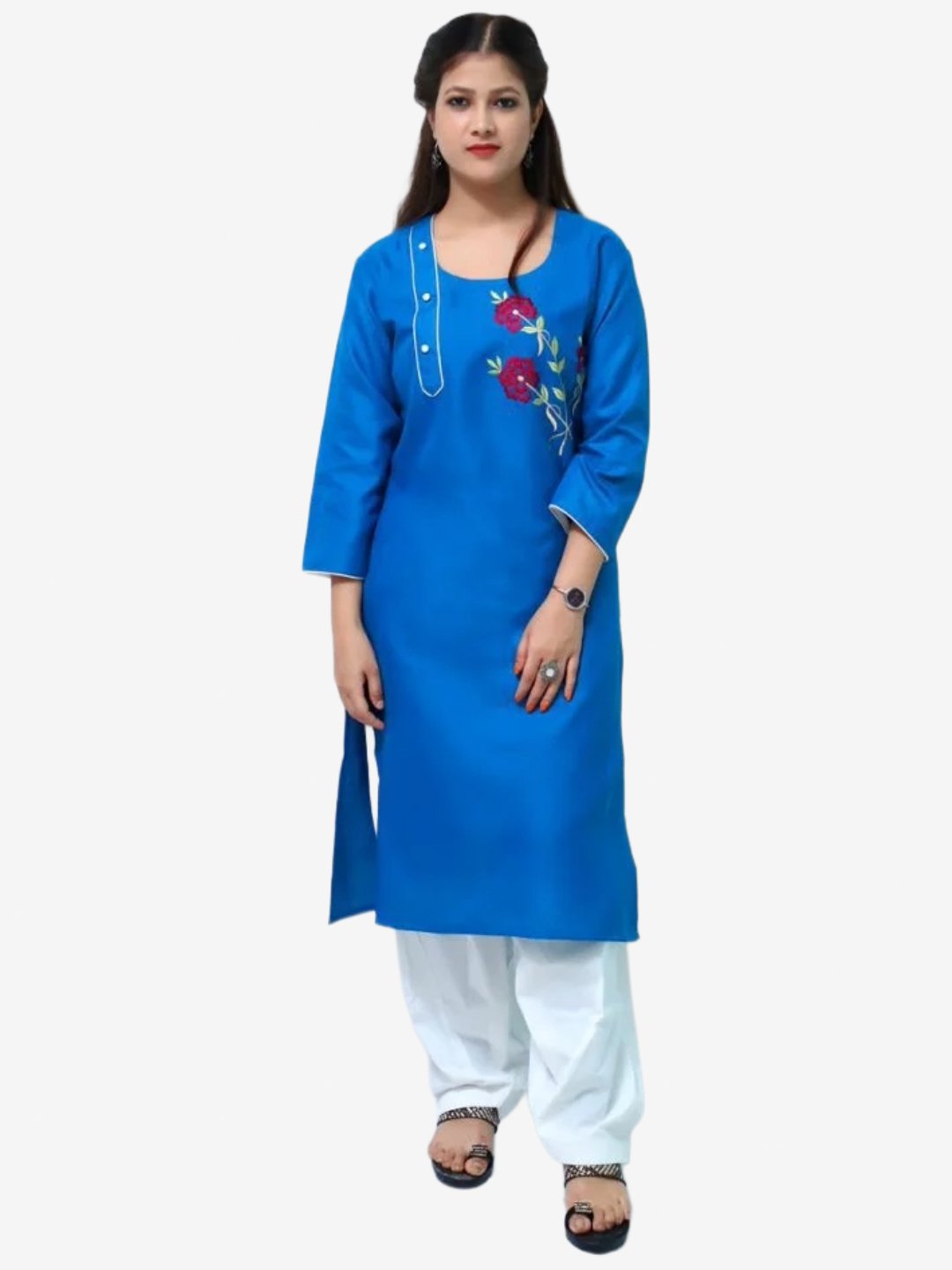 Women's Blue Embroidered Kurti