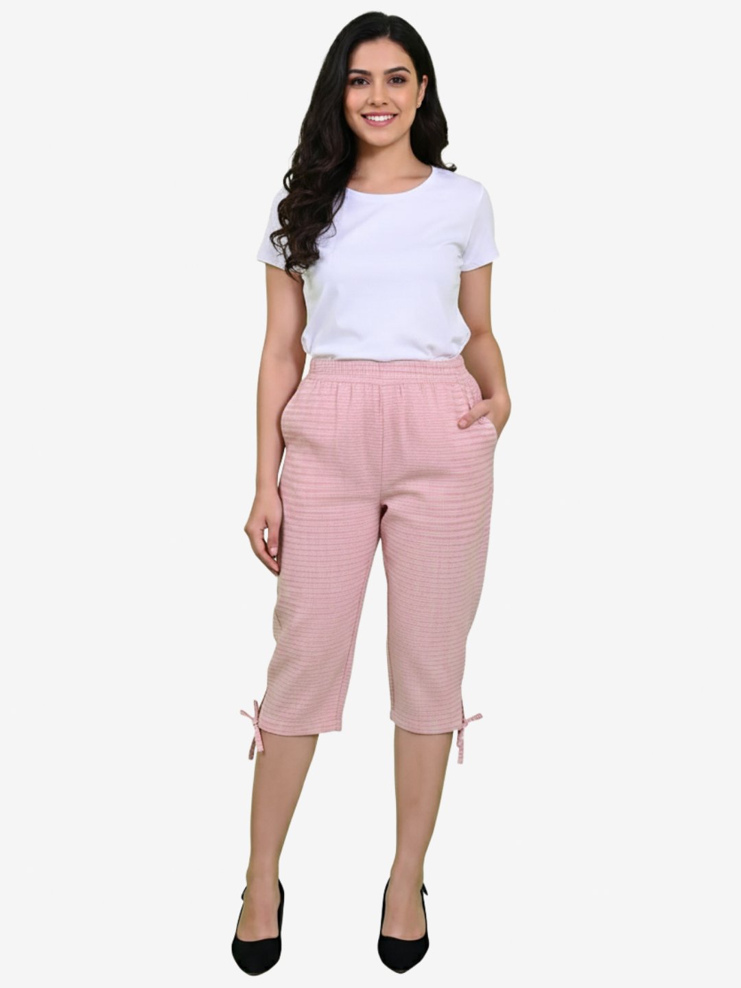 Women's Khadi Cotton Capri Light Pink