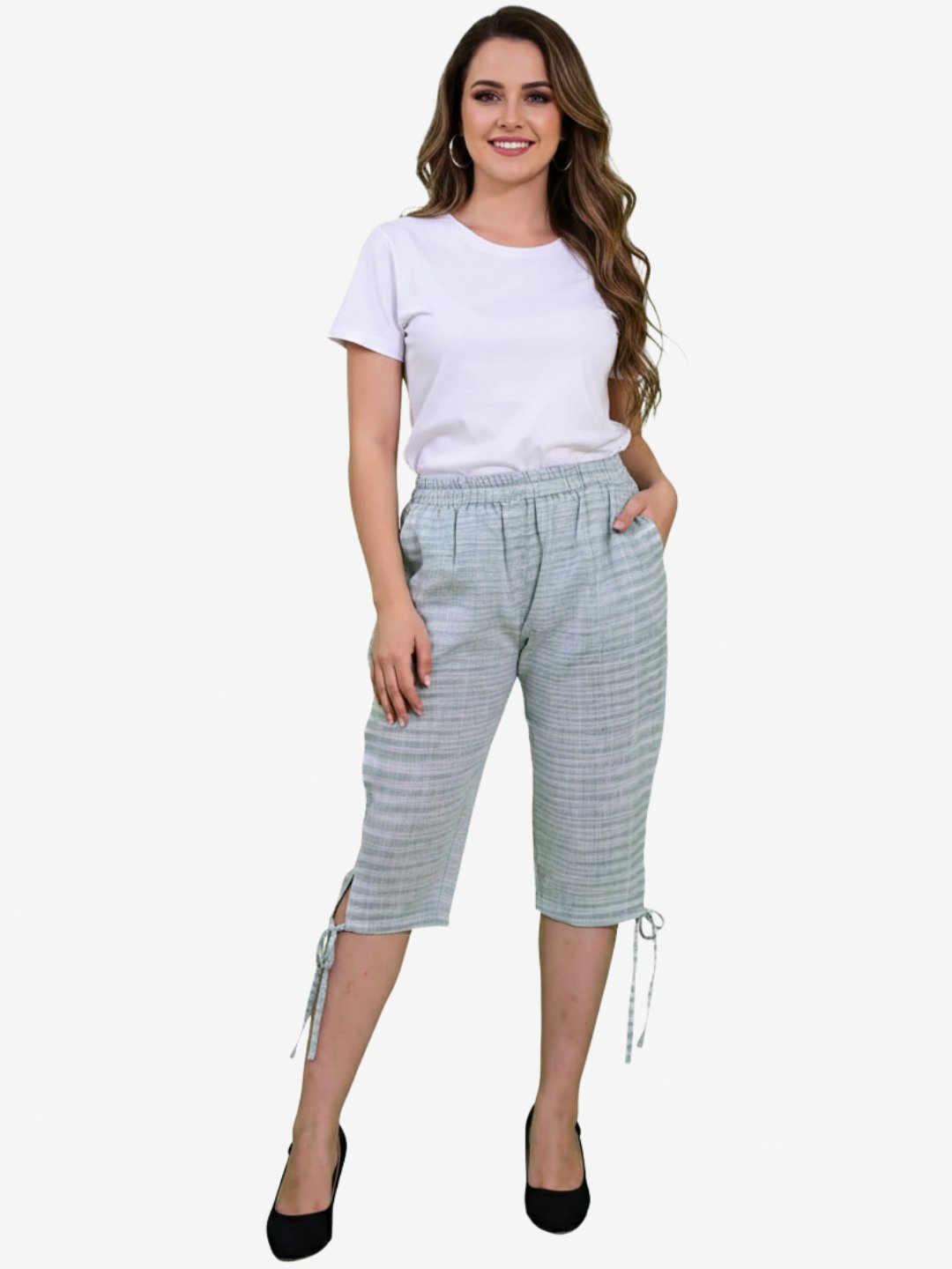 Women's Khadi Cotton Capri Grey