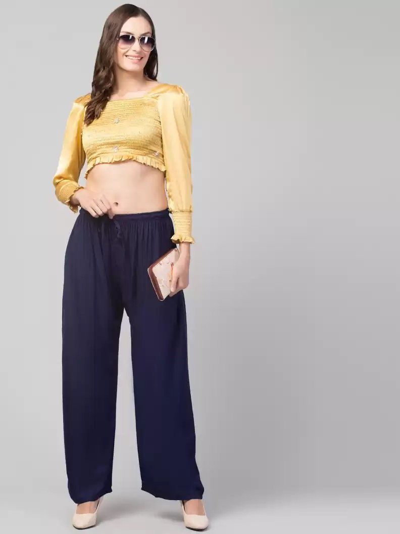 Top more than 74 womens navy blue palazzo pants latest - in.eteachers