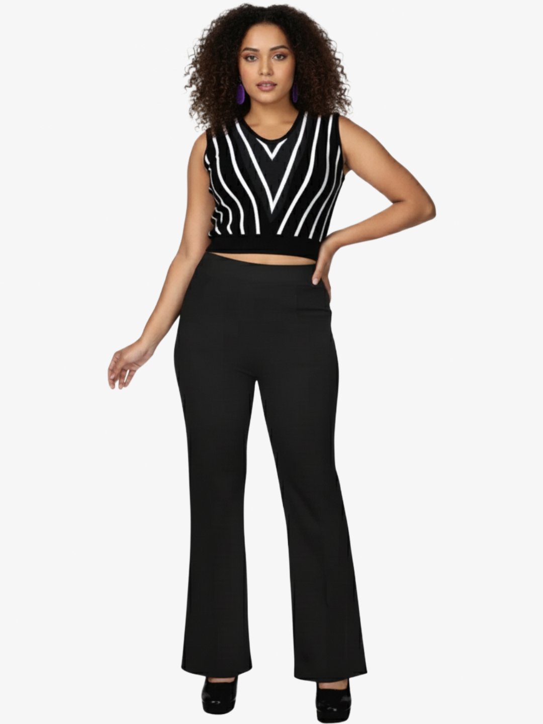 Women Slim Fit Black Lycra Trousers