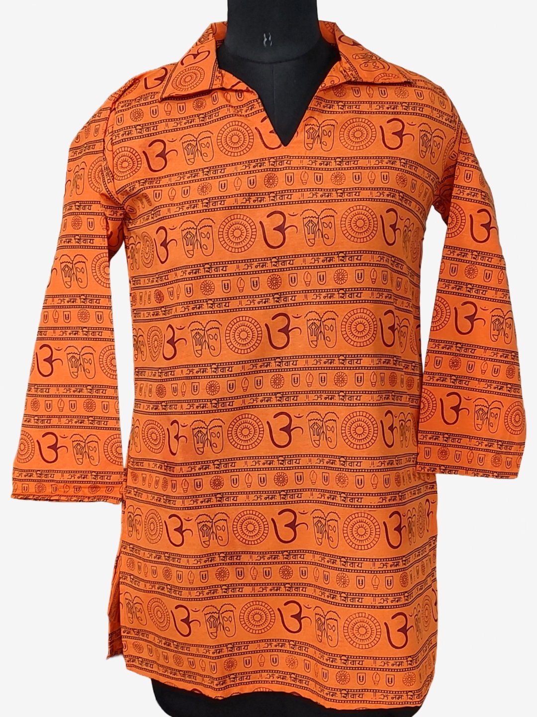 Om Printed Cotton Kurta Orange