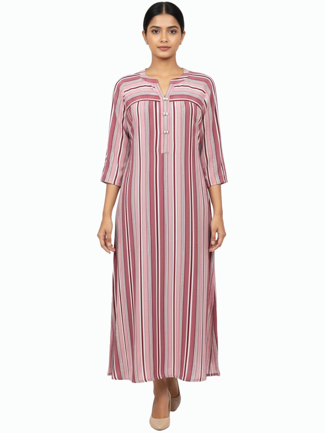 Women Rayon Straight Maroon Kurta