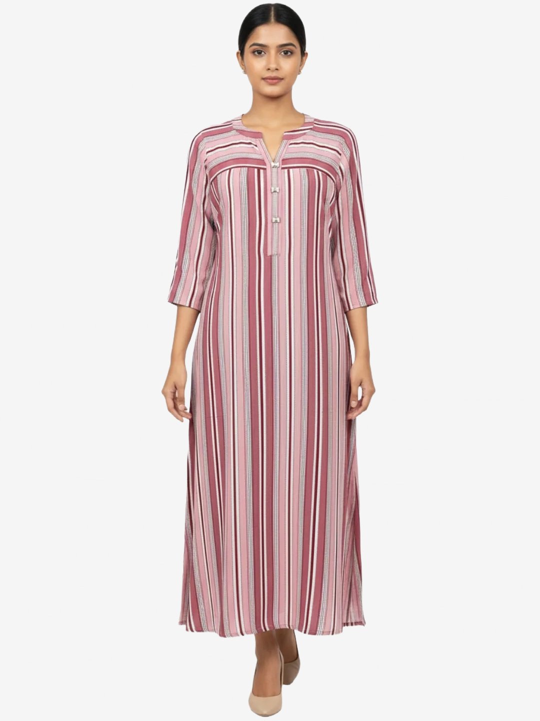 Women Rayon Straight Maroon Kurta