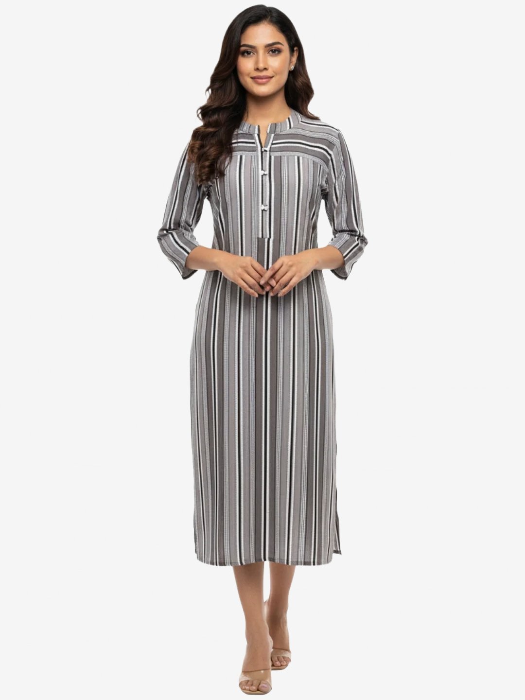 Women Rayon Straight Gray Kurta