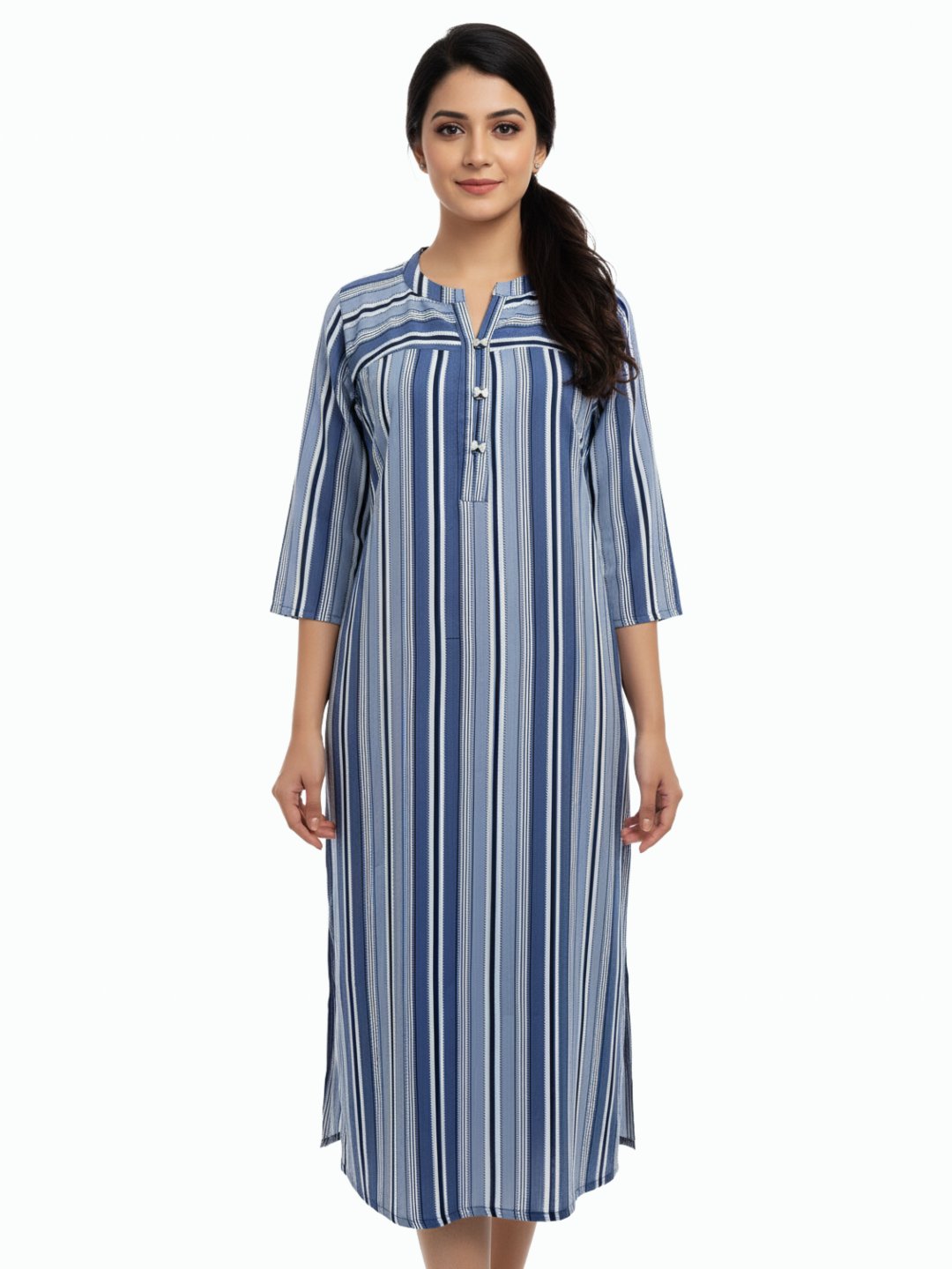 Women Rayon printed Straight Blue Kurta