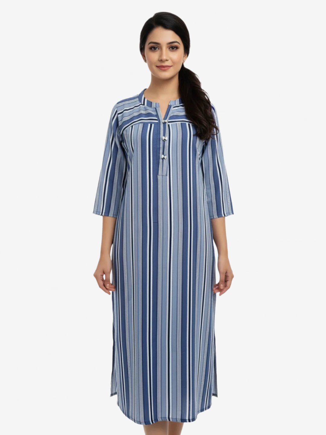 Women Rayon printed Straight Blue Kurta