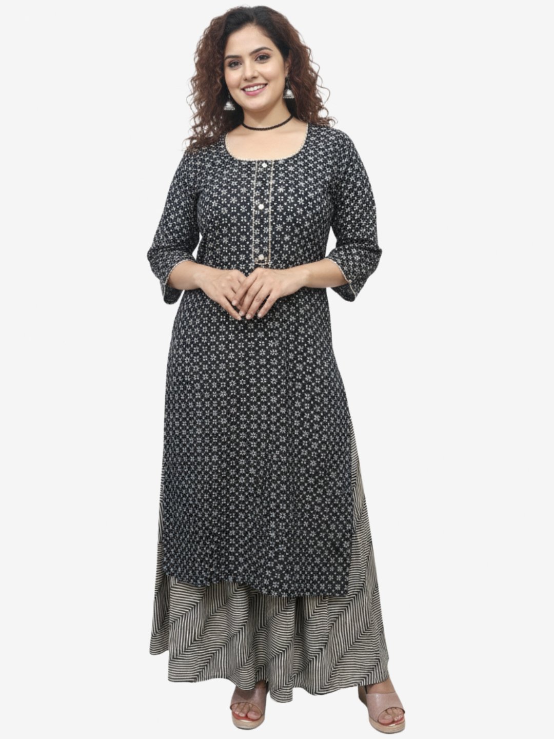 Women Blue Kurta and Skirt Set Viscose Rayon