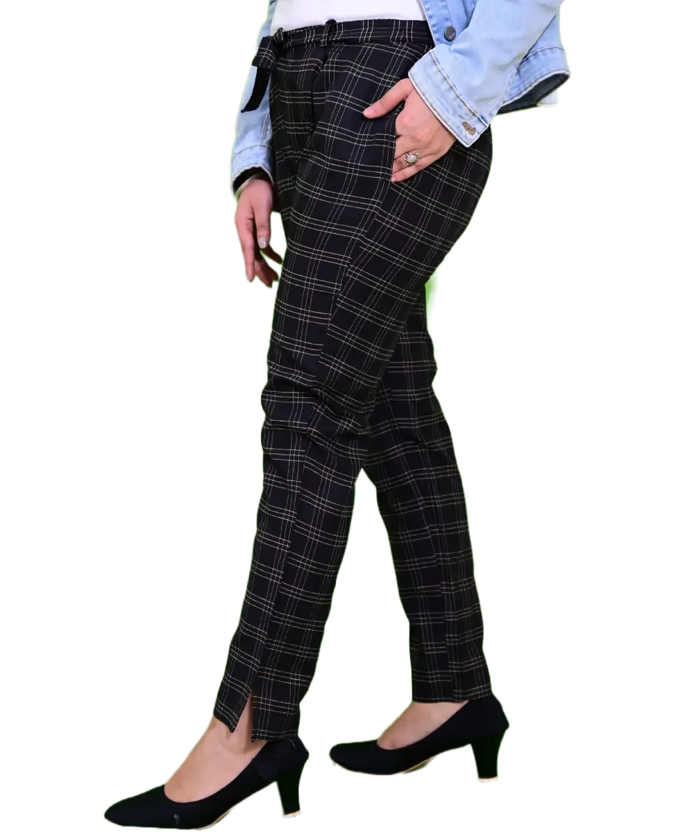 Black and Red Check Tapered Trousers | New Look