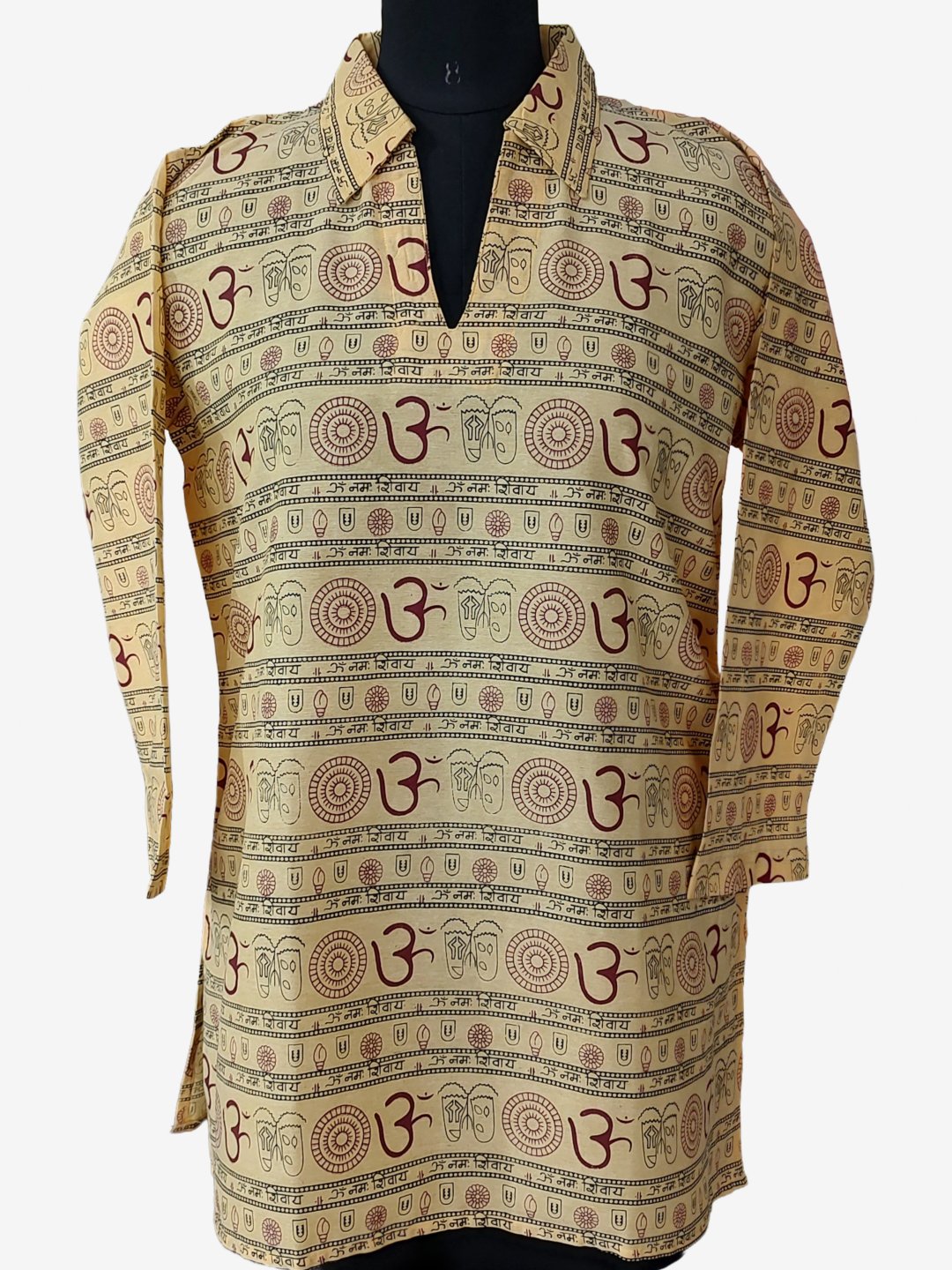 Om Printed Cotton Kurta Cream Colour