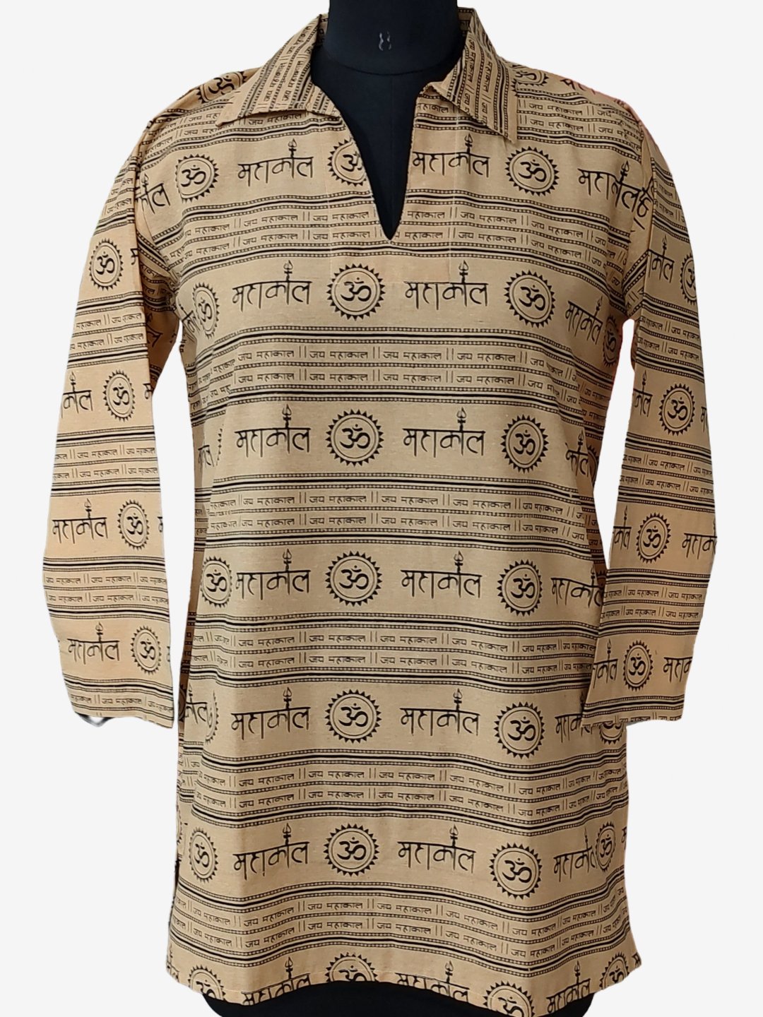 Om Printed Cotton Kurta Beige Colour