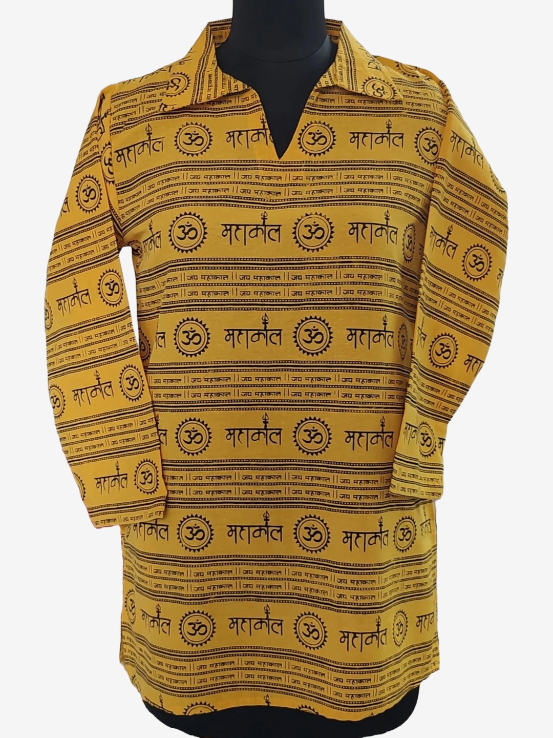 Mahakal Printed Cotton Yellow Unisex Kurta