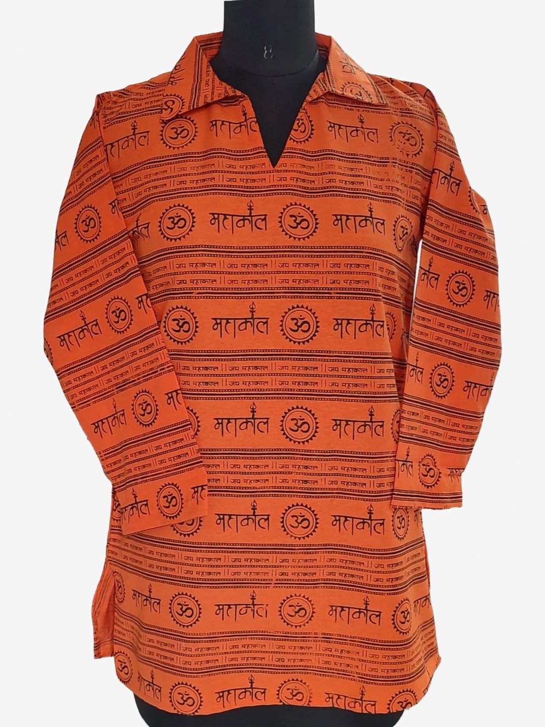Mahakal Printed Cotton Orange Unisex Kurta