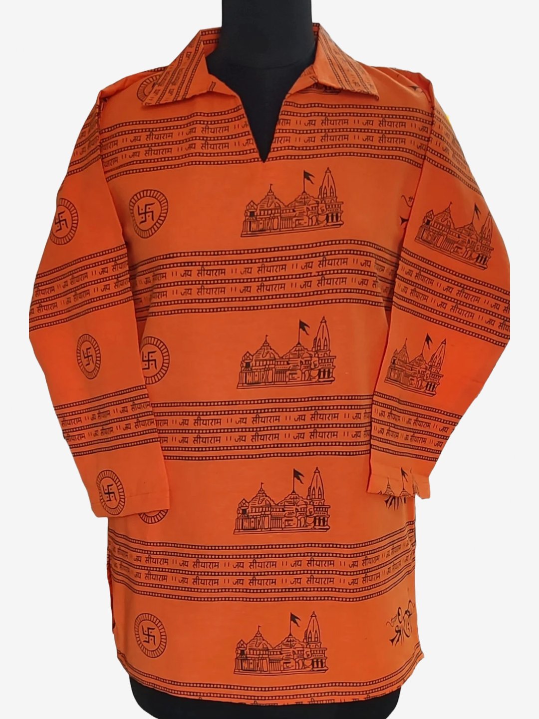 Jai Shree Ram Printed Unisex Orange Kurta
