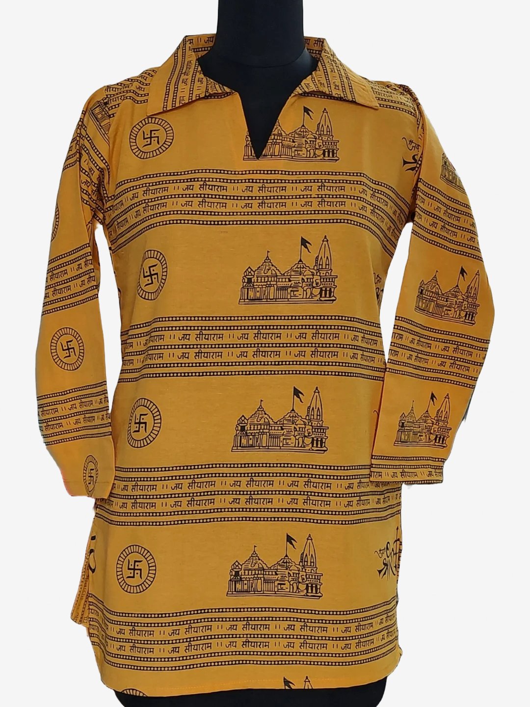 Jai Shree Ram Printed Unisex Yellow Kurta