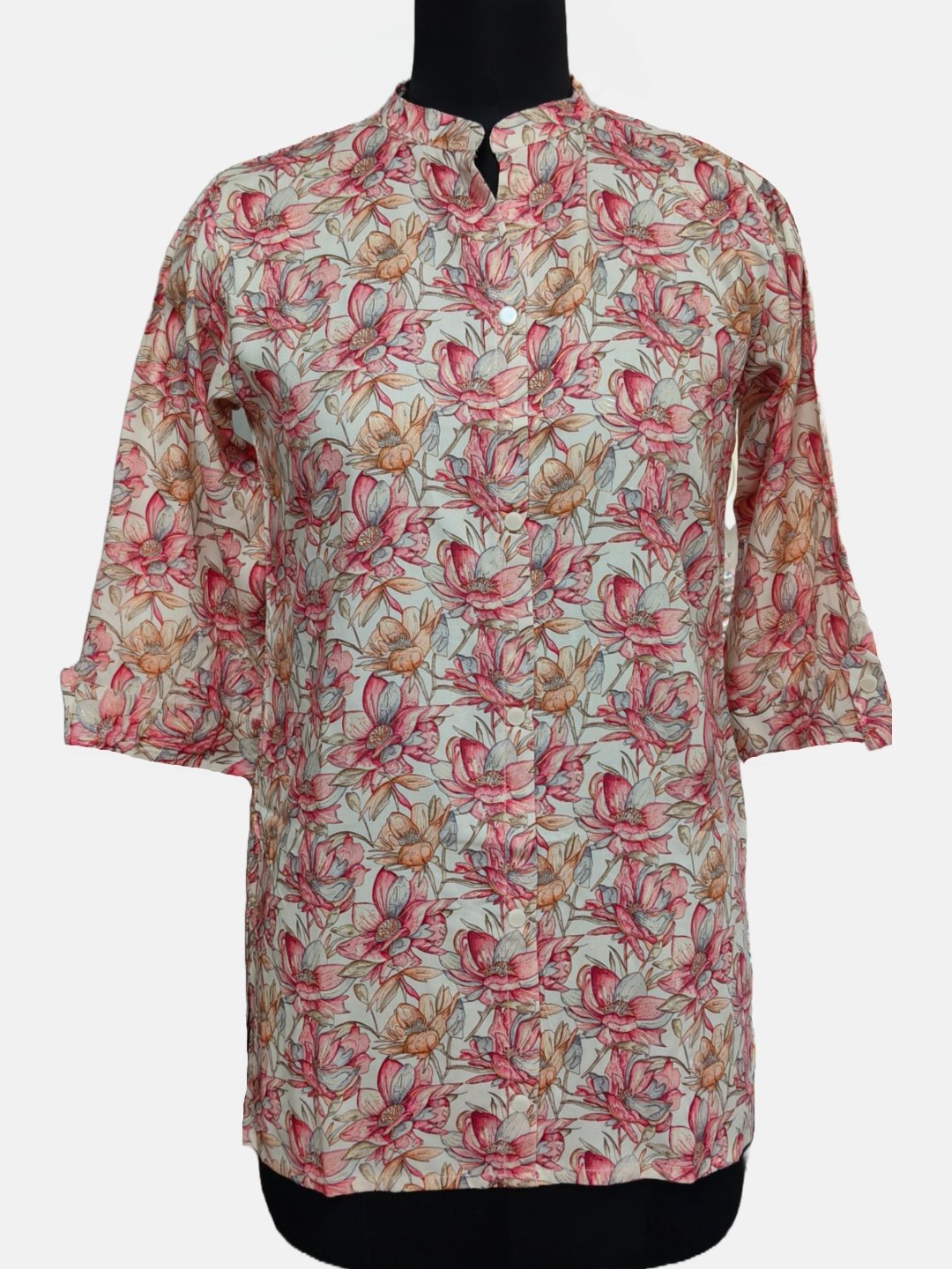 Women's Floral Printed Short Kurta Pink