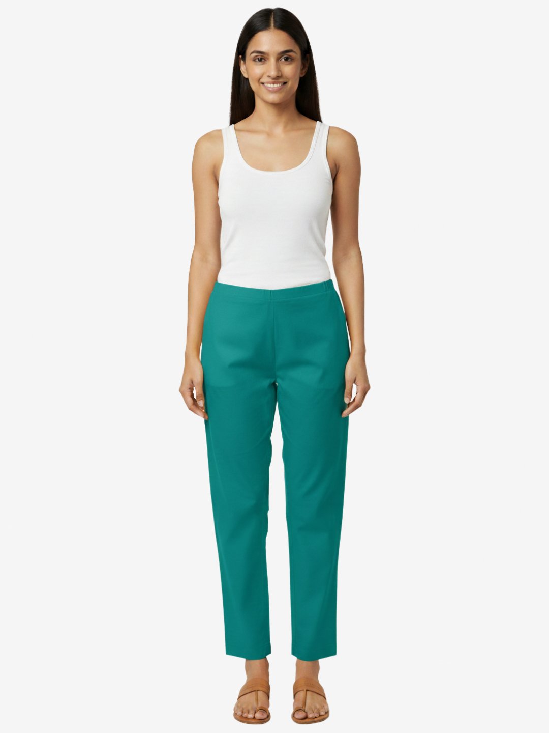 Women's Teal Straight Fit Trousers