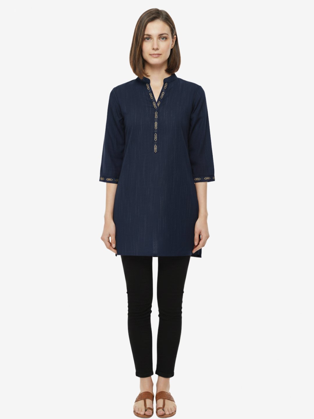 Blue Embellished Short Kurta for Women