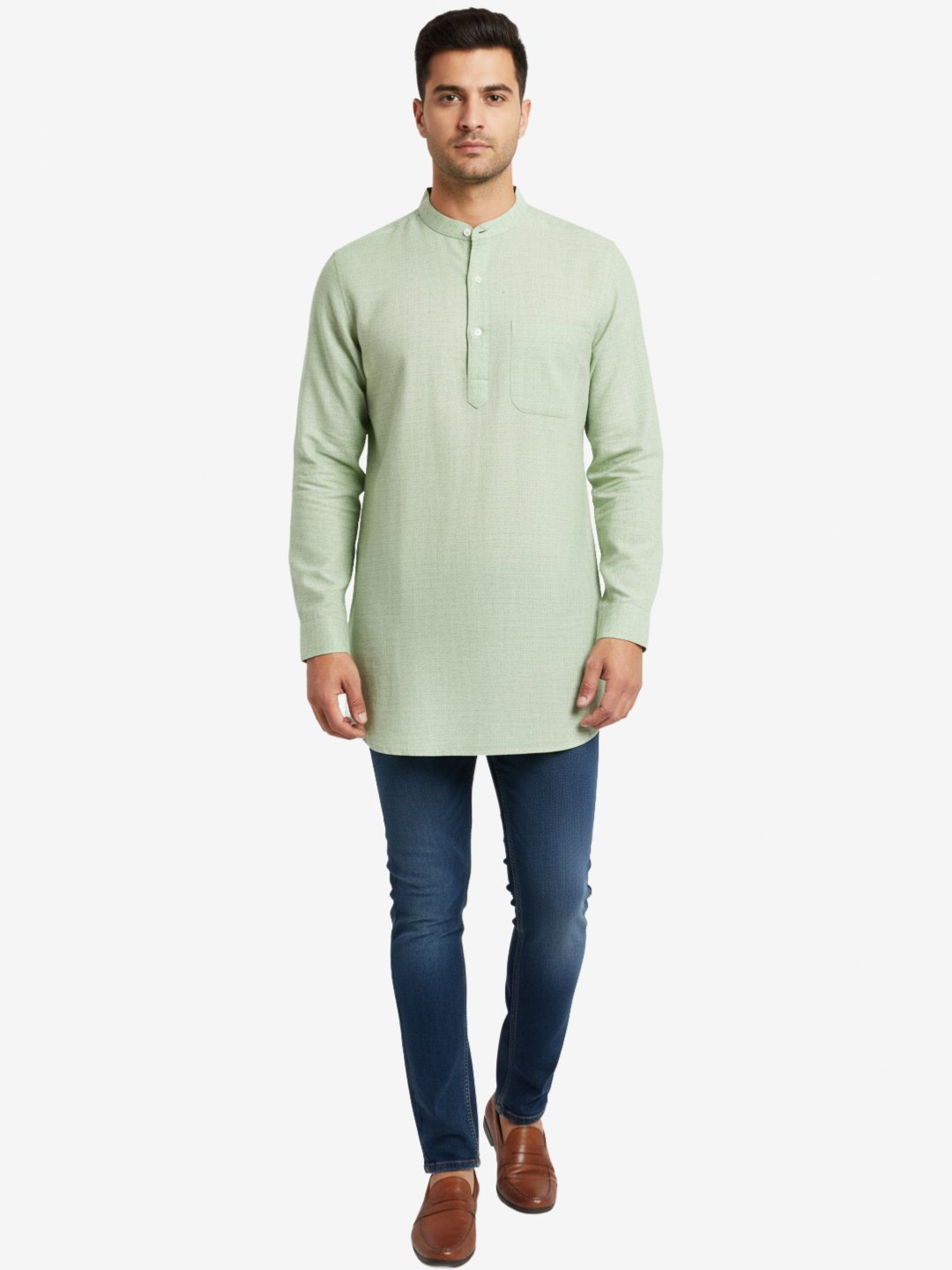 Men’s Light Green Khadi Cotton Kurta