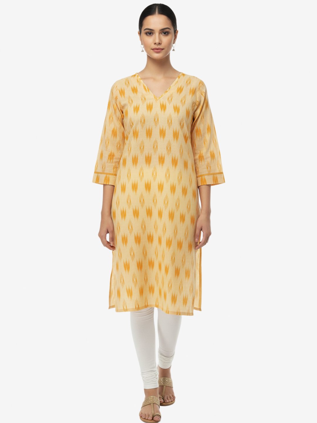 Women’s Yellow Printed Straight Kurta
