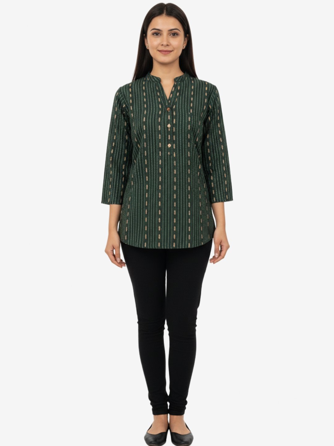 Dark Green Embellished Top for Women