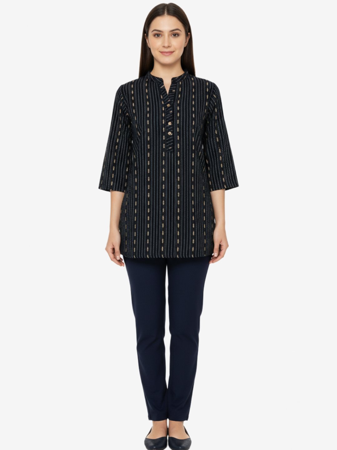 Dark Blue Embellished Top for Women