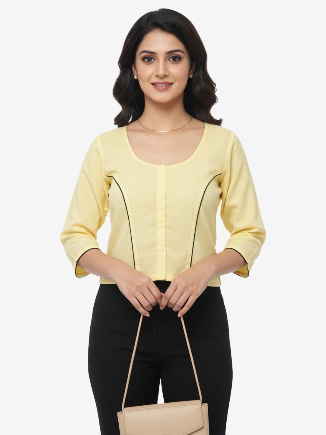 Cream Color Blouse for Women with Girl Embroidery