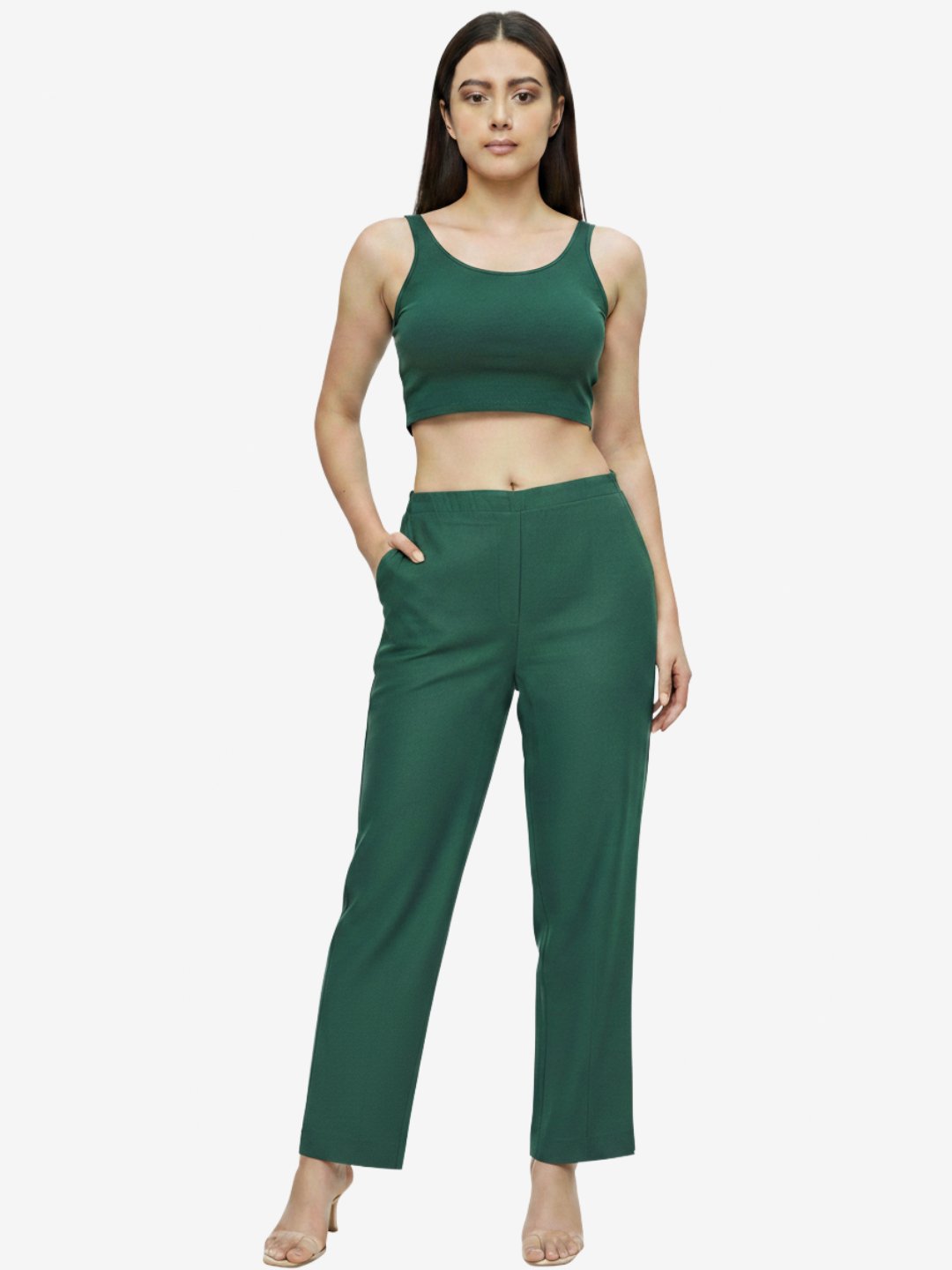 Women's Bottle Green Straight Fit Trousers